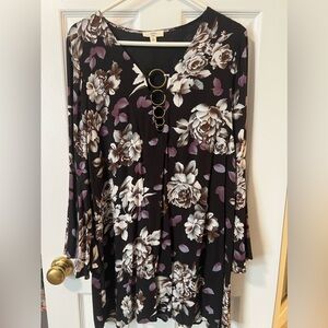 Boutique floral dress with bell sleeves